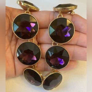 Purple Faceted Glass Chunky Statement Runway Necklace